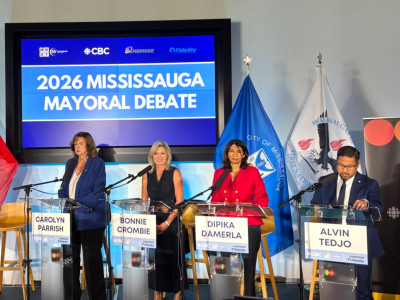 Mississauga mayoral candidates clash over city’s financial future during salty first debate
