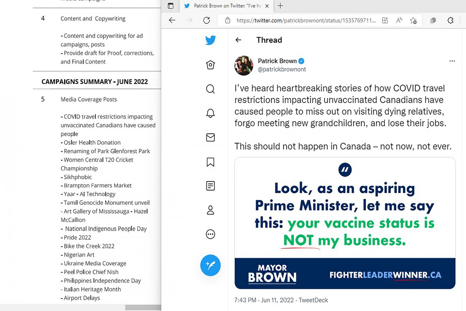 Patrick Brown charged Brampton taxpayers for CPC leadership campaign social media posts 