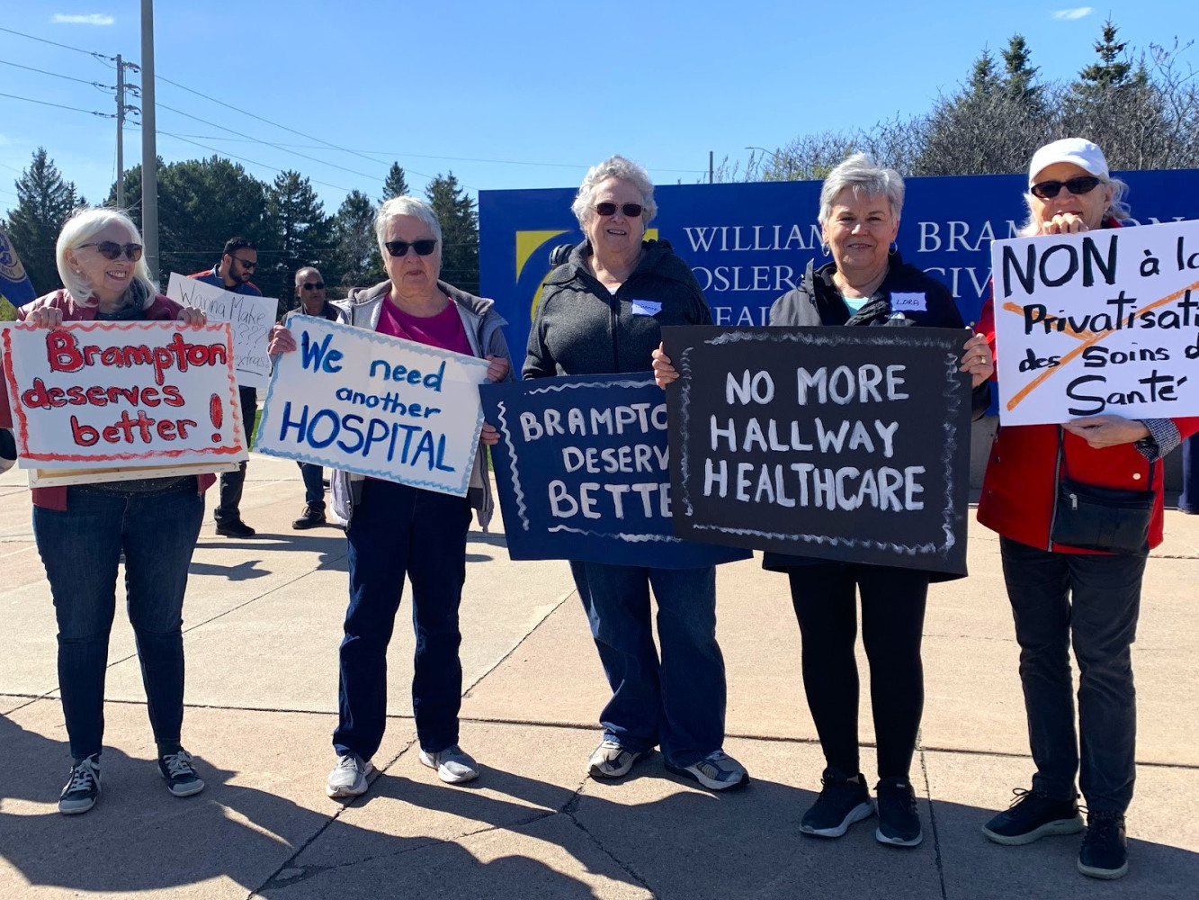 Residents outside Brampton Civic Hospital protested decades of underfunding & recent privatization of services