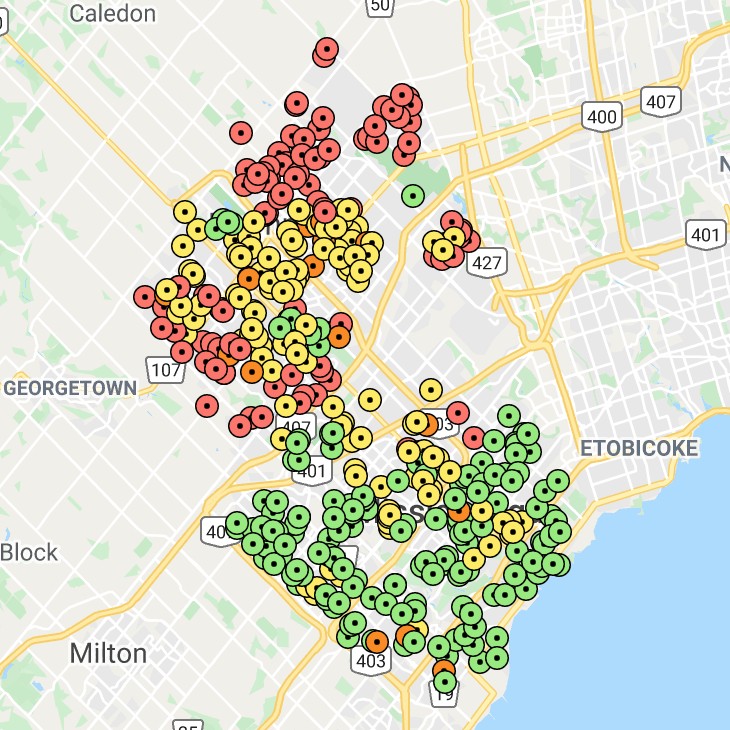 UPDATED: After a holiday spike, interactive map shows COVID-19 neighbourhood infection rates and outbreaks at Mississauga and Brampton schools
